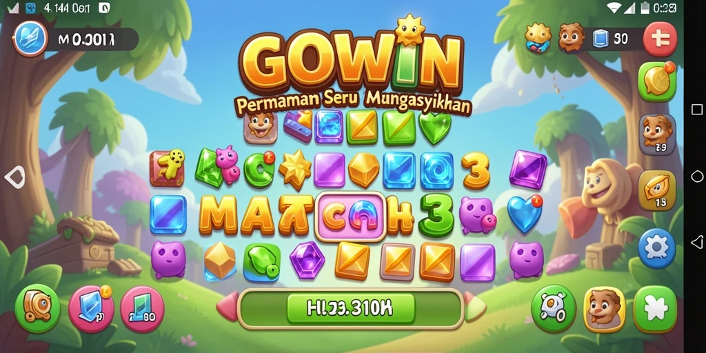 Tampilan gameplay seru dari GOWIN yang penuh warna.