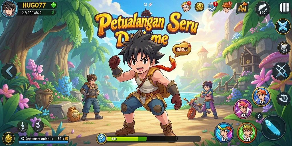 Tampilan dinamis dari gameplay HUGO77 yang mengasyikkan.