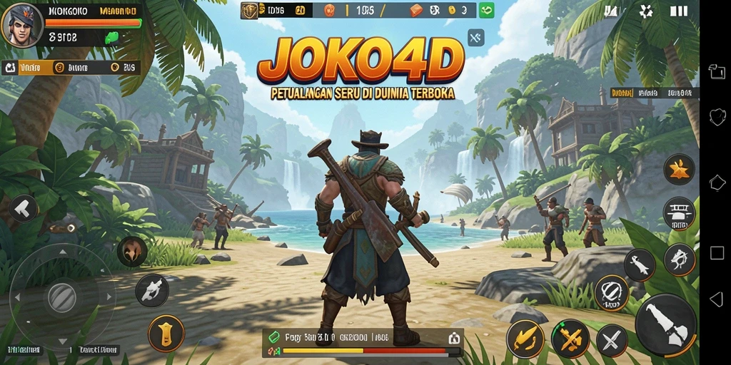 Tampilan aksi seru dalam gameplay JOKO4D dengan dunia terbuka