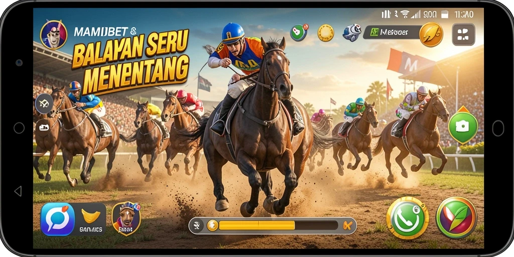 Tangkapan layar utama MAMIBET menampilkan aksi balapan yang seru.