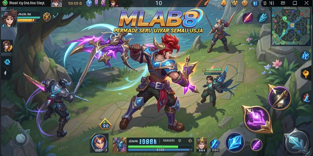 Screenshot utama MLBB8 menampilkan gameplay Arcade yang seru dan menghibur.