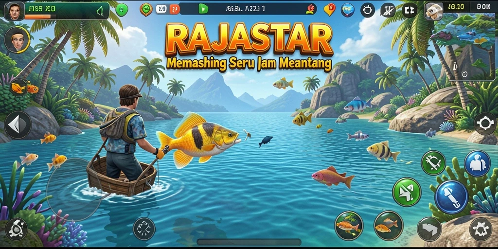 Tampilan gameplay RAJASTAR yang menarik saat memancing.