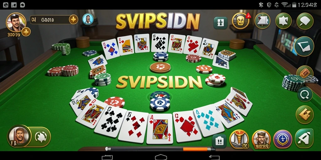 Screenshot gameplay SVIPSIDN menunjukkan suasana permainan Gaple yang seru.