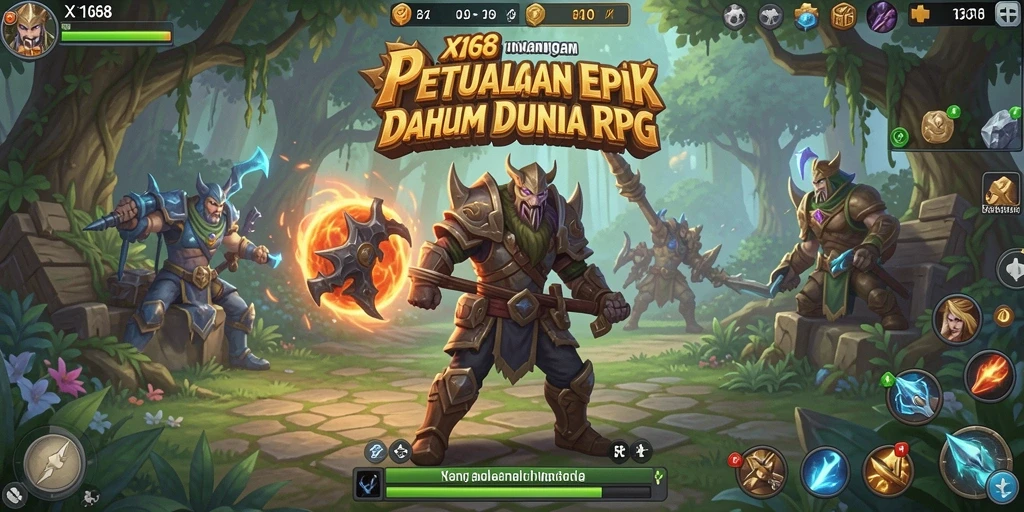 Cuplikan gameplay X168 yang menampilkan pertarungan seru di dunia RPG.